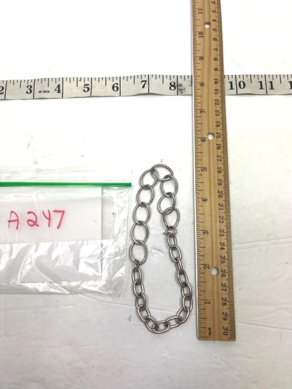 Silver-Tone Oval Link Chain Bracelet 11 Inches Textured & Smooth Links A247